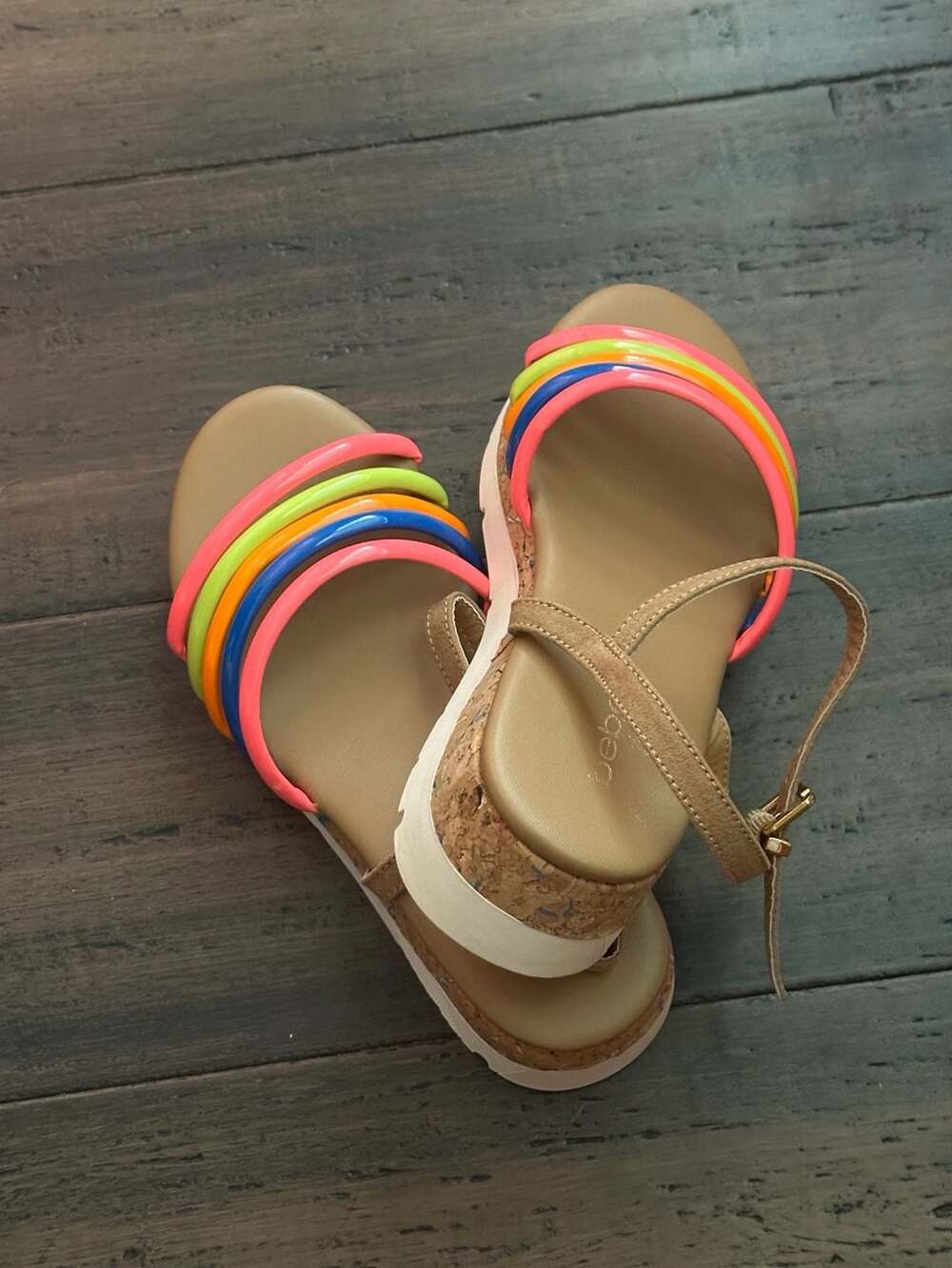 Bebe Girls Rainbow Multi Color Wedge Sandals Size 13 New